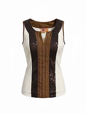 Tory Burch Silk Sequins Sleeveless Luxe Tunic Style Top 2